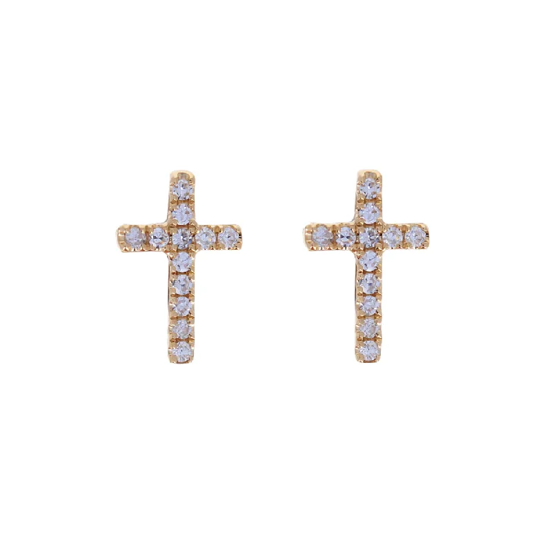 Best necklaces and pendants with adjustable chains for a customizable fit-14kt Cross Diamond Studs