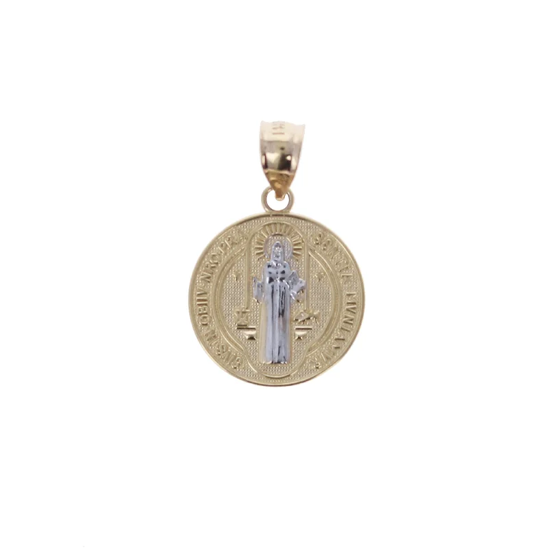 Stunning necklaces and pendants with chakra stones for healing and balance-14kt St Benedict Medallion 18mm