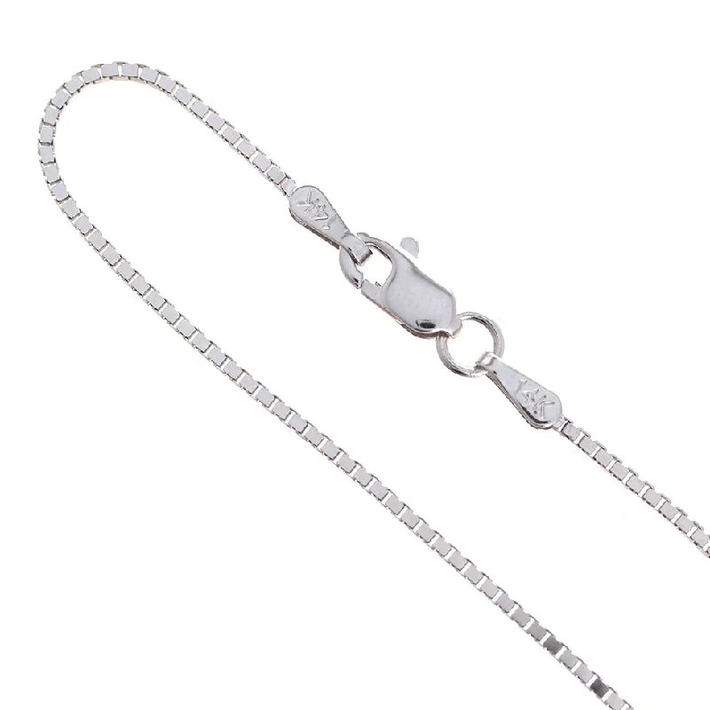 Necklaces and pendants with sun and moon motifs for a celestial-inspired design-14KT White Gold 1mm Box Chain