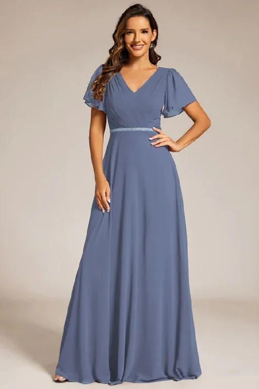 Best necklaces and pendants with oval pendants for a classic, elegant shape-A-Line Sweep-Brush Train Chiffon Bridesmaid Dress CB0720