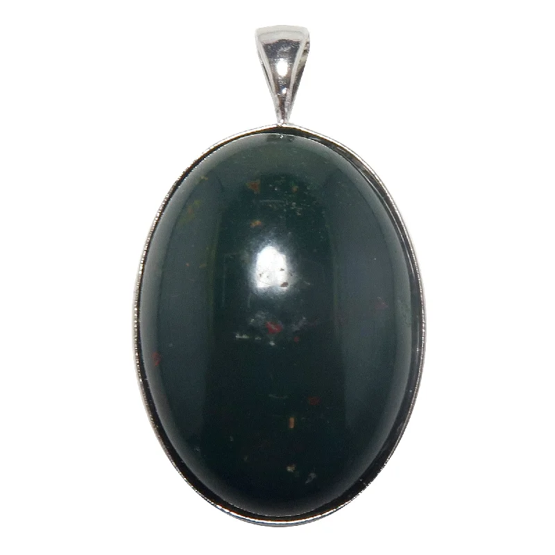 Best necklaces and pendants with seashell designs for a tropical, beachy vibe-Bloodstone Pendant Badge of Courage Green Oval Silver