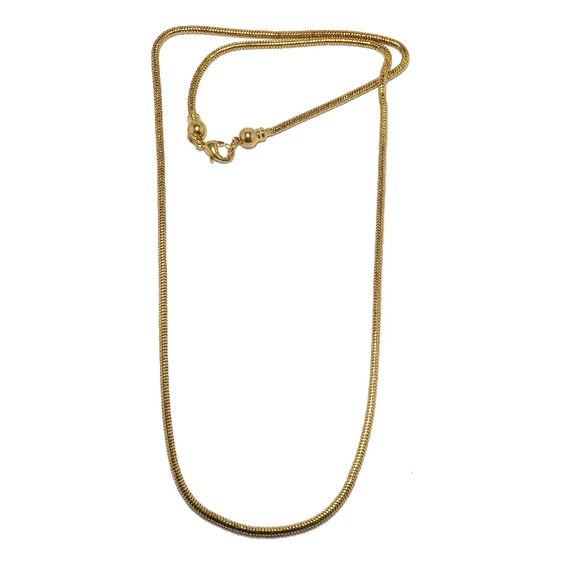 Trendy necklaces and pendants with geometric shapes for a modern aesthetic-Brass Chain Necklace Gold-Plated Thick Snake