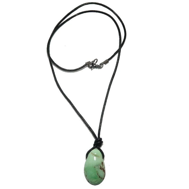 Necklaces and pendants with celestial starburst designs for a radiant look-Chrysoprase Necklace Prayers and Praises Leather