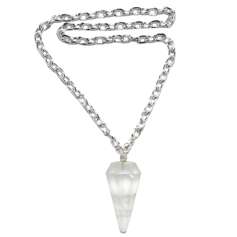 Necklaces and pendants with clear quartz for a pure and radiant look-Clear Quartz Necklace Pendulum On the Go Healer