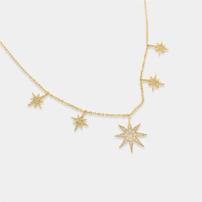 Best necklaces and pendants with gemstone clusters for a bold and colorful effect-Gold Starburst Necklace