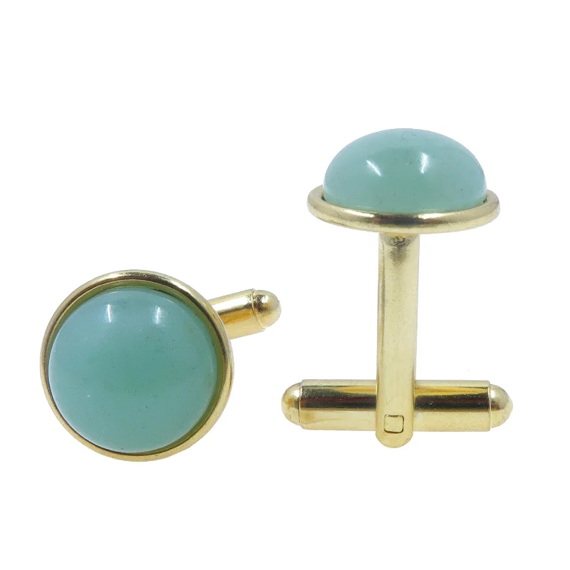 Beautiful necklaces and pendants with moonstone for an ethereal, mystical appearance-Green Aventurine Cufflinks Money Go for Gold