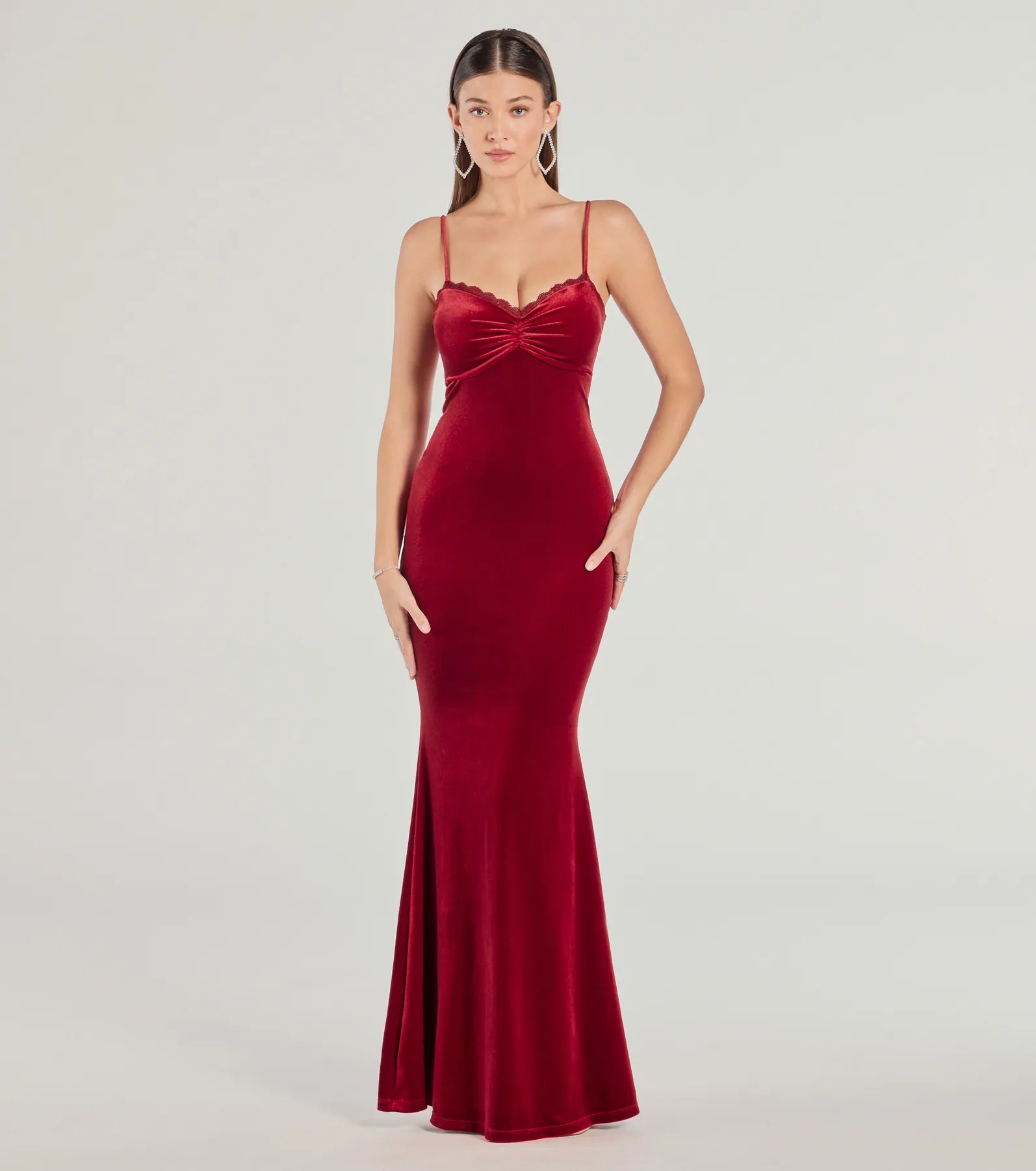 Stunning necklaces and pendants with aquamarine stones for a serene effect-Katie Open Back Mermaid Velvet Formal Dress