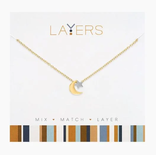 Best necklaces and pendants with zodiac signs for a celestial, astrology-inspired vibe-Layers Gold Moon & Star Adjustable Necklace