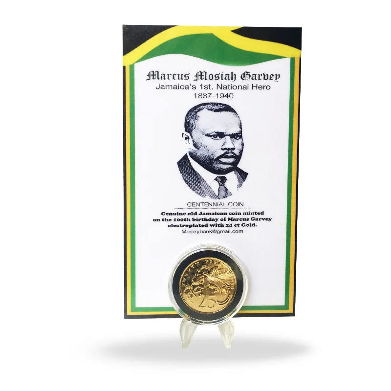 Necklaces and pendants with crescent moon designs for a celestial and mystical feel-Marcus Mosiah Garvey Jamaica Old Jamaican Coin Electroplated 24 ct Gold Coin