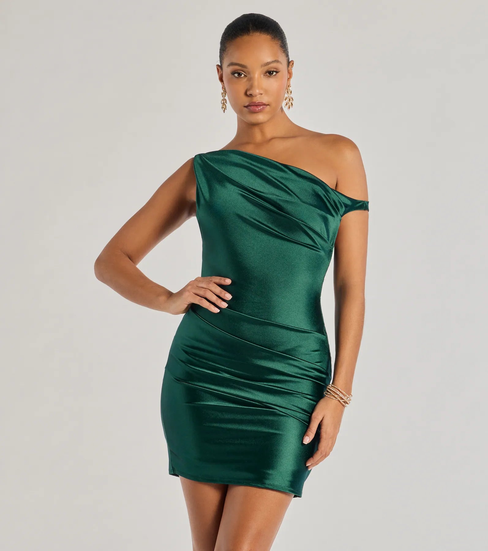 Stunning necklaces and pendants with birthstone pendants for a personal touch-Marleigh Satin Off-Shoulder Mini Dress