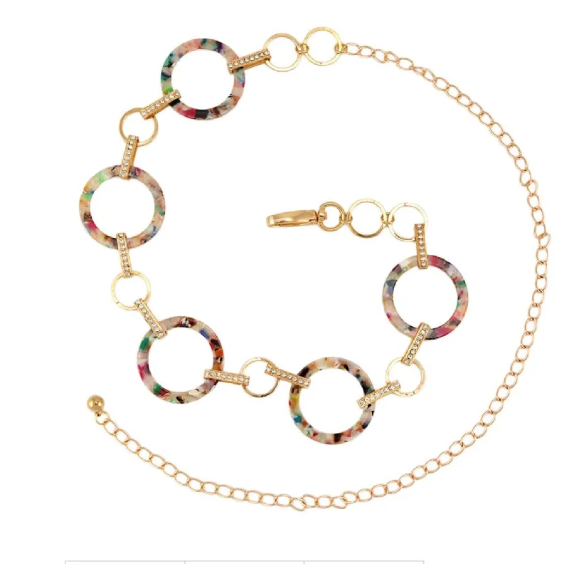 Unique necklaces and pendants with gemstones for a colorful and vibrant statement-Multi-Colored Gold Chain Belt