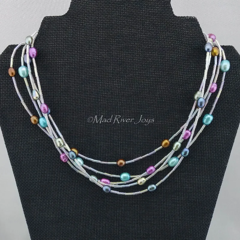 Stunning necklaces and pendants with turquoise and gold for a vibrant, earthy look-Necklace--Liquid Pearl