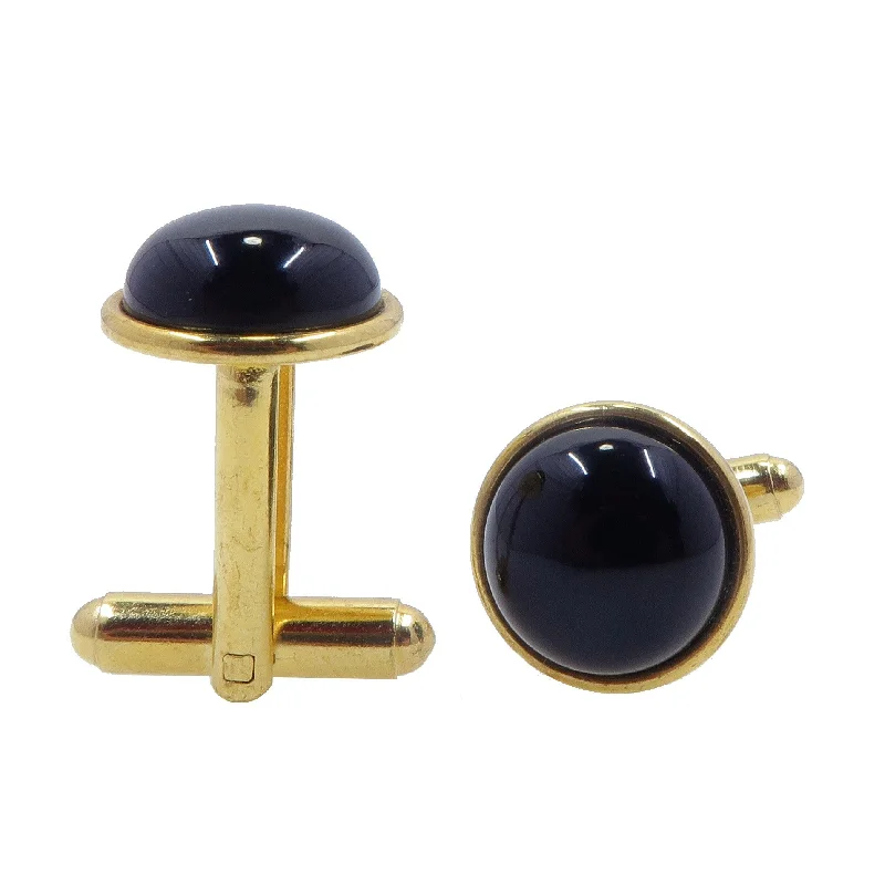 Beautiful necklaces and pendants with moonstone for an ethereal, mystical appearance-Onyx Cufflinks Black Stone Debonair Pair Gold