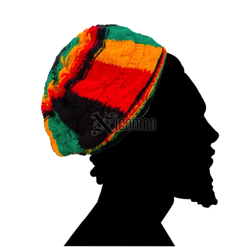 Best necklaces and pendants with art deco elements for a vintage, glamorous design-Puff Tam Dreadlocks Tam Hat Beret Cap Reggae Marley Jamaica Rastafari SMALL 7"