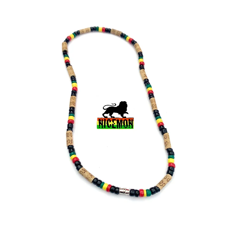 Necklaces and pendants with crescent moon designs for a celestial and mystical feel-Rasta Choker Necklace Roots Necklace Africa Selassie Rasta Reggae Jamaica 18"