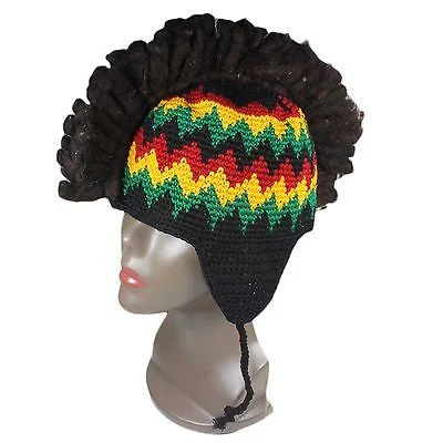 Beautiful necklaces and pendants with layered chains for a fashionable, chic look-Rasta Chulla Mohawk Dreadlocks Hat Rastafari Handmade Jamaica Reggae Marley 1LV