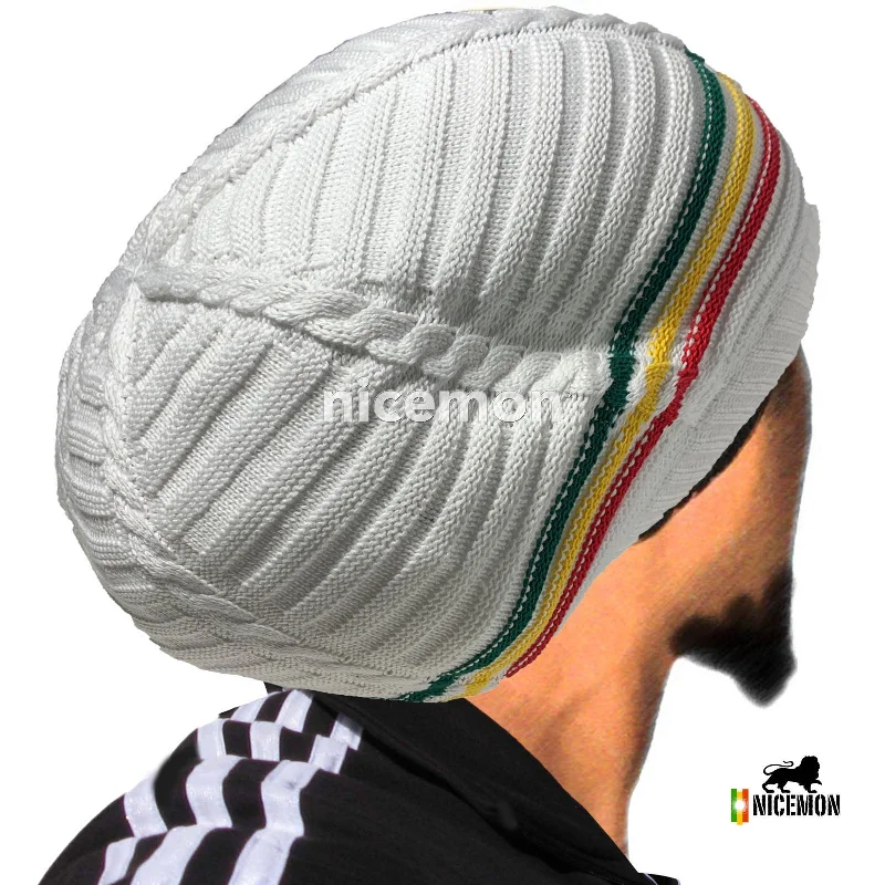 Necklaces and pendants with leaf-shaped designs for an earthy, organic feel-Rasta Dread Dreadlocks Tam Hat Beret 100% Cotton Cap Reggae Marley Jamaica M/L