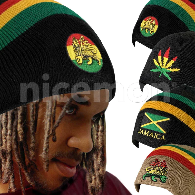 Unique necklaces and pendants with engraved messages for a sentimental gift-Rasta Beanie Tam Cap Hat Rastafari Selassie Africa Jamaica Reggae Beanie 1SZ FIT