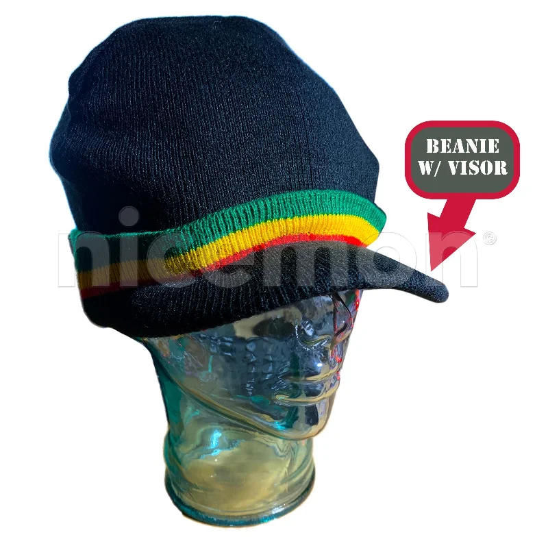 Black Beanie RGY w/VISOR