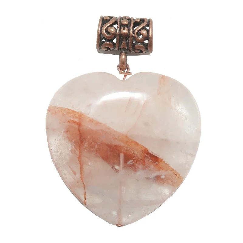 Best necklaces and pendants with black diamonds for an edgy, bold statement-Red Fire Quartz Pendant Heart of Passion Copper