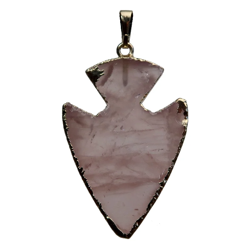 Beautiful necklaces and pendants with geometric shapes for a modern, artistic design-Rose Quartz Pendant Arrowhead of Love Gold