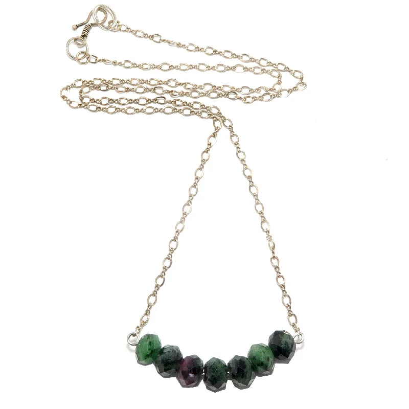 Best necklaces and pendants with emerald gemstones for a rich, sophisticated design-Ruby Zoisite Necklace Lucky Love Links Sterling Silver