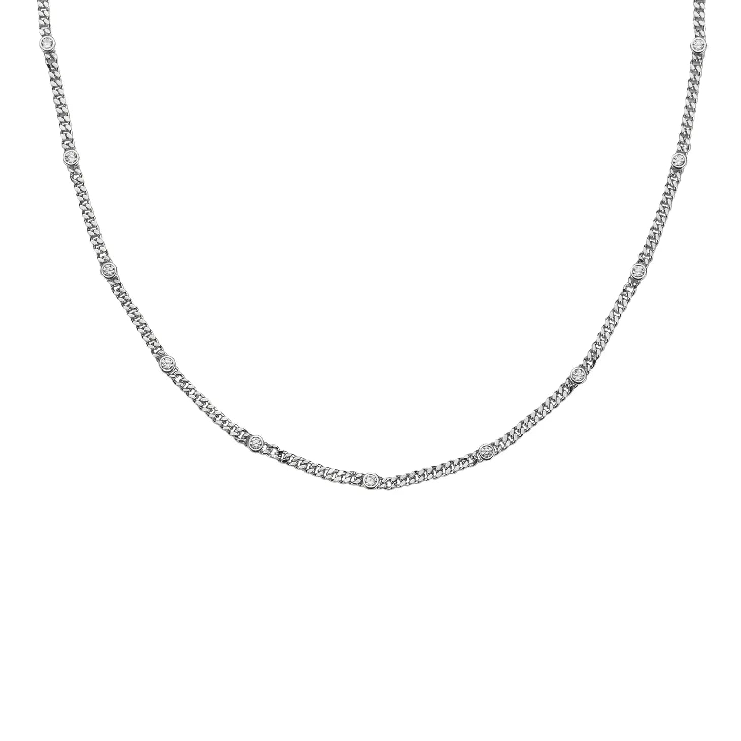 Necklaces and pendants with diamond pendants for a luxurious sparkling effect-Silver CZ Dainty Choker