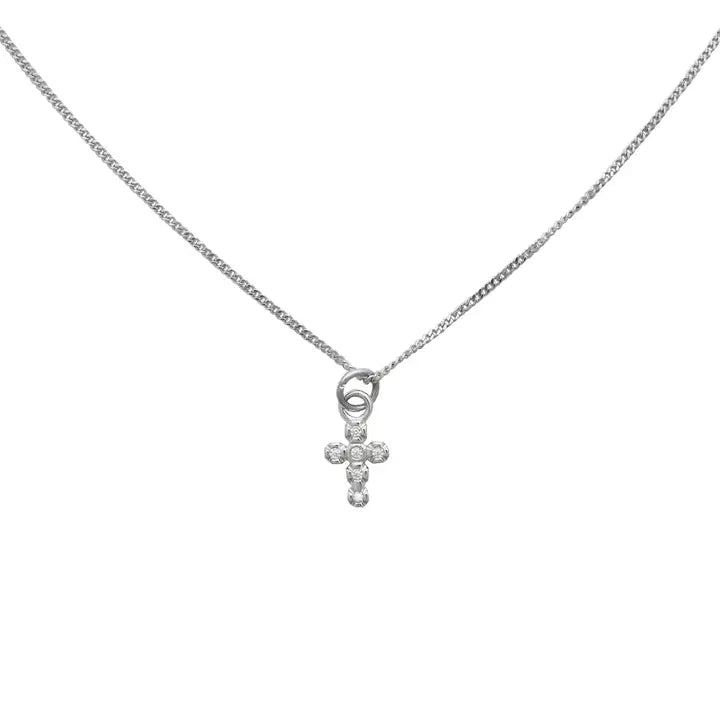 Necklaces and pendants with matching rings for a coordinated set of jewelry-Silver Shiny Cross Necklace