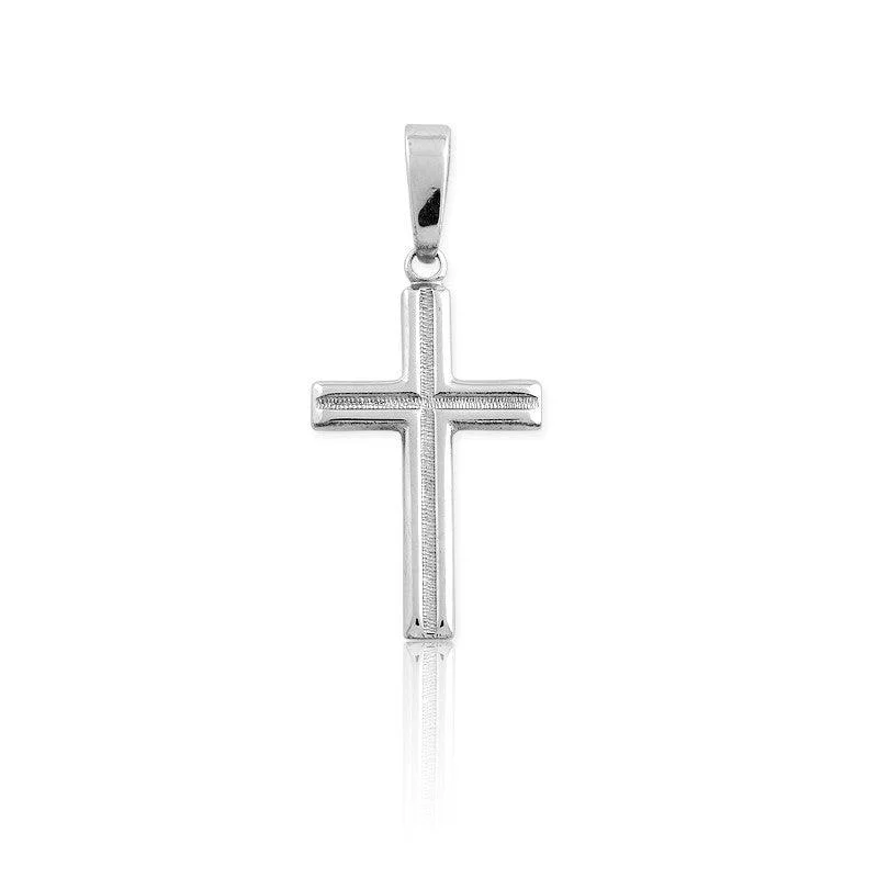 Necklaces and pendants with love knot designs for a romantic, meaningful symbol-Sterling Silver Small Diamond-Cut Cross Pendant