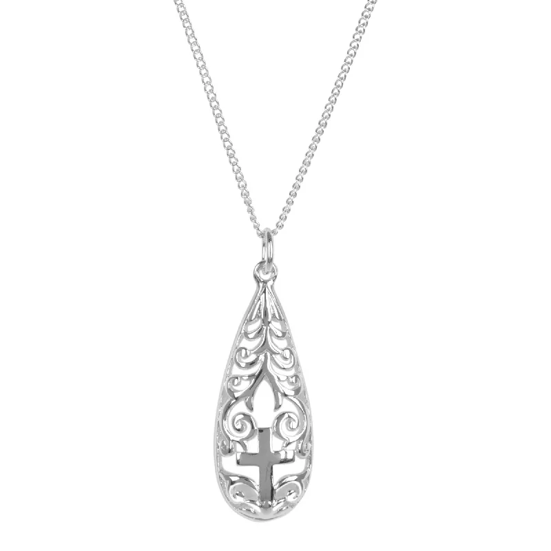 Unique necklaces and pendants with custom birthstone arrangements for personalization-Teardrops From Heaven Silver Plated Necklace