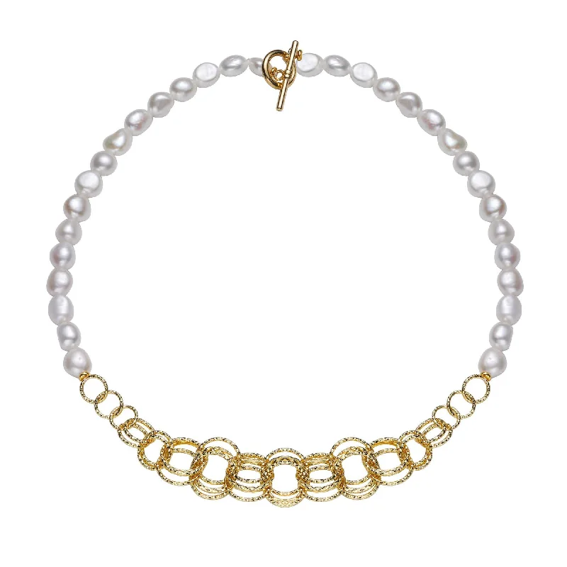 Beautiful necklaces and pendants with gemstone teardrops for an elegant effect-Contemporary Golden Loop Pearl Necklace