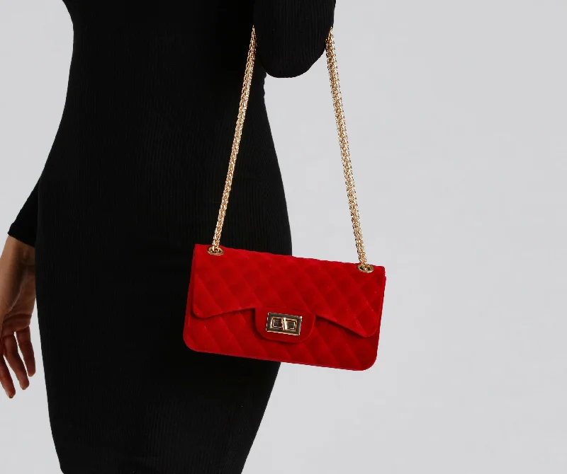 Women's bags with metallic straps and high-quality leather for a chic, elegant look-Luxe Vibes Velvet Crossbody Purse