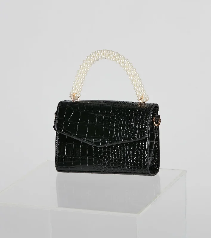 Trendy women's bags with chain link straps and chic design for elegant, stylish look-Precious Pearl Handle Crossbody Bag