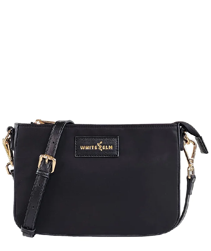 Women's bags with floral embroidery and soft leather for boho-inspired looks-Ara Convertible Crossbody Clutch - Black Nylon