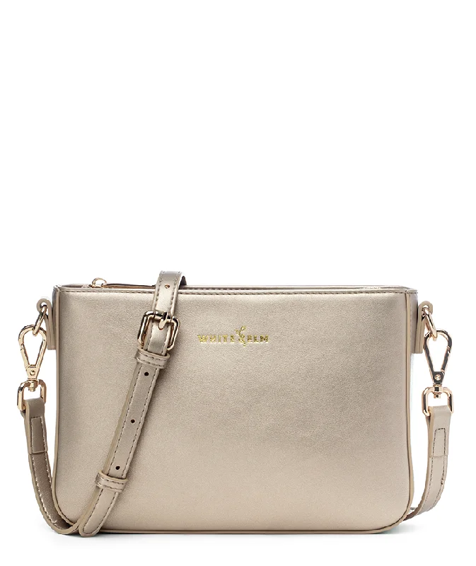 Chic women's bags with round shape and metallic accents for a unique style-Ara Convertible Crossbody Clutch - Champagne