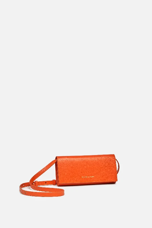 Stylish women's bags with soft velvet material and bold embellishments for glam-Durban Convertible Crossbody and Clutch Leather Bag in Orange Passion